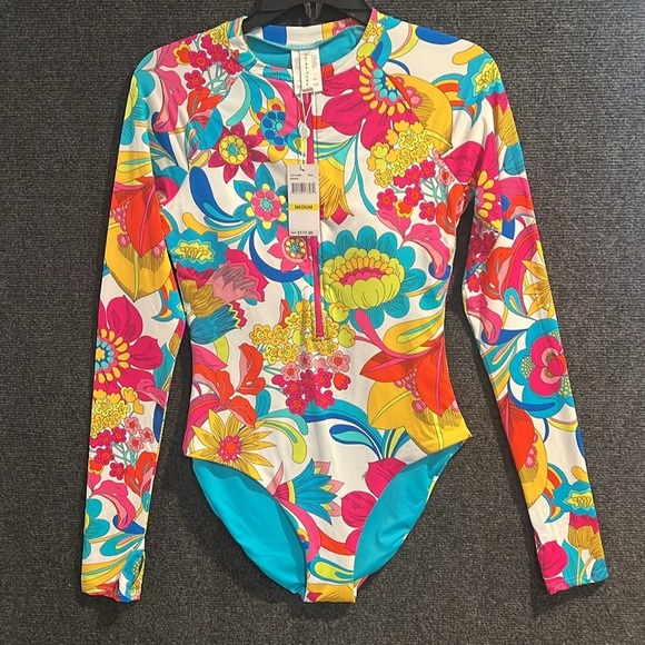 NWT Trina Turk Standard Fontaine Paddle/onepiece/rashguard/board swimming suit - Picture 5 of 8